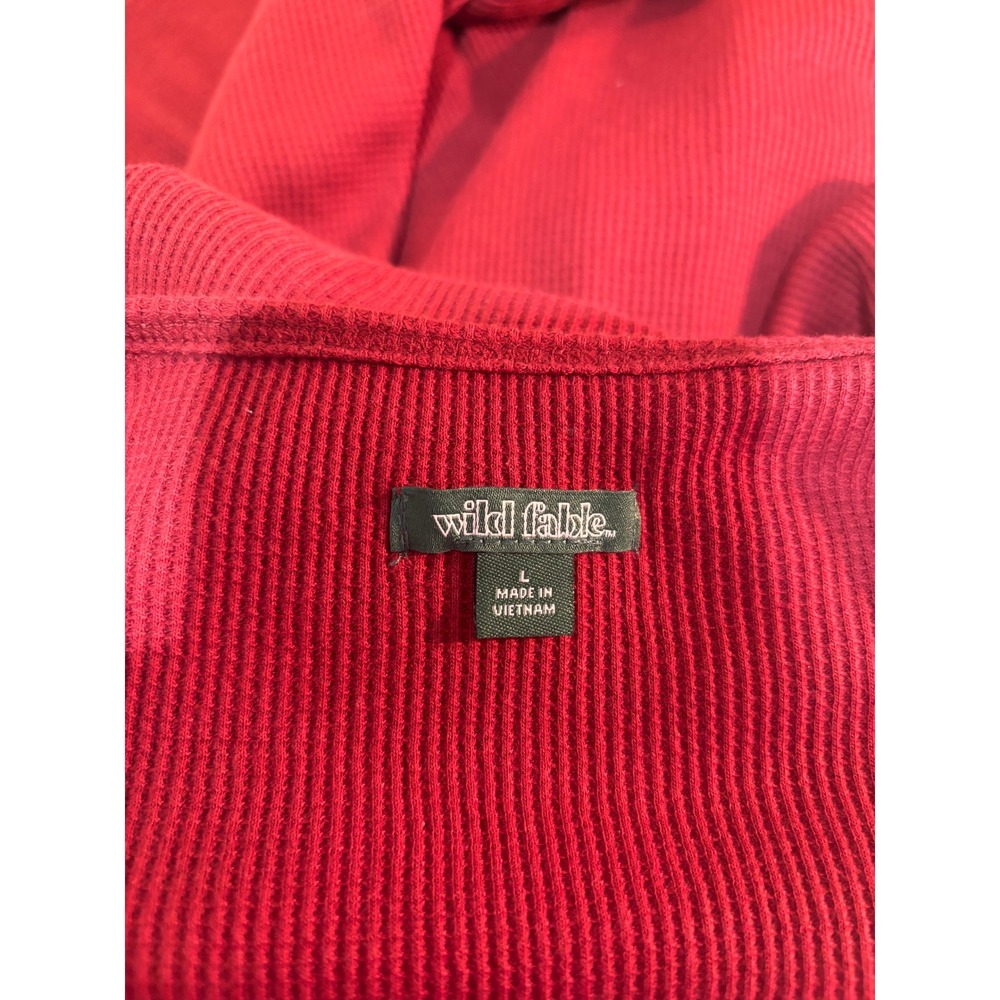 Wild Fable Waffle Knit Baby Doll Dress Womens Cranberry Empire Waist Ruffle L - Picture 8 of 10